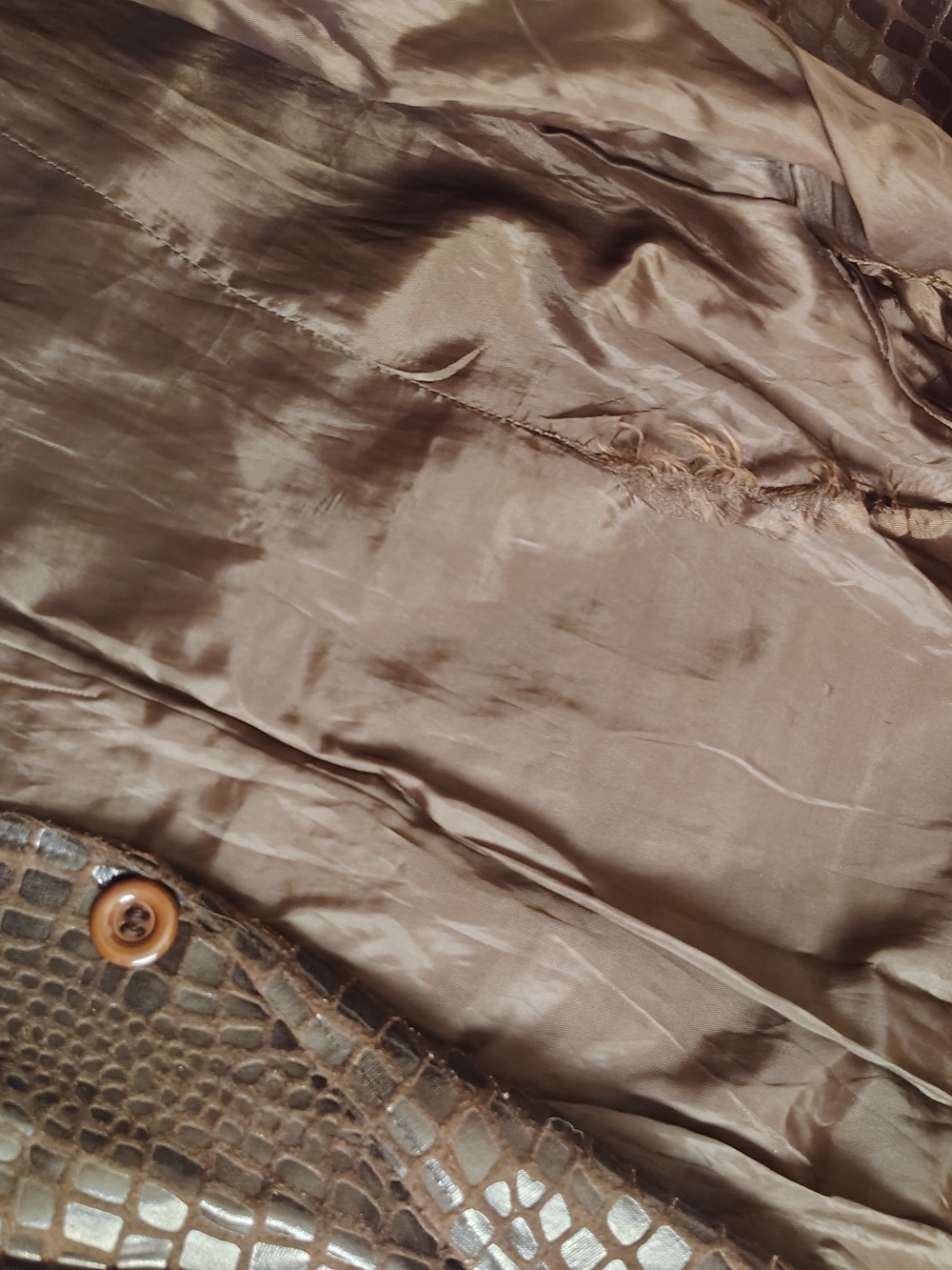 Selene Sport Brown Croc-Embossed Faux Leather Jacket - Picture 5 of 11